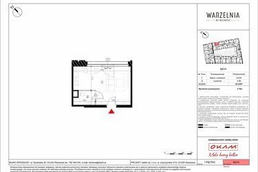 Rzut - Mieszkanie na sprzedaż 1 pokój o powierzchni 28,09 m² - numer M010 w Warzelnia by Bohema