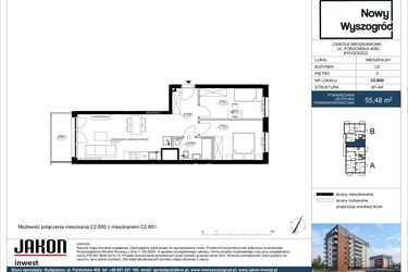 Rzut - Mieszkanie na sprzedaż 3 pokoje o powierzchni 55,48 m² - numer C2.B50 w Nowy Wyszogród etap II