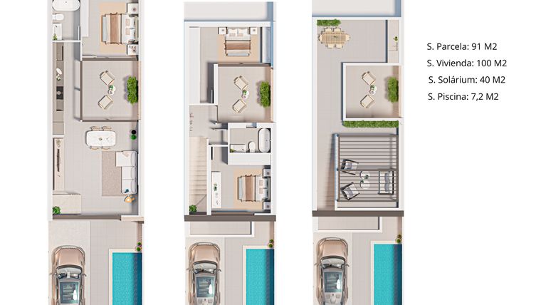 Rzut - Dom na sprzedaż 3 pokoje o powierzchni 100 m² - numer 1 w Domy szeregowe w San Pedro del Pinatar - 27473445