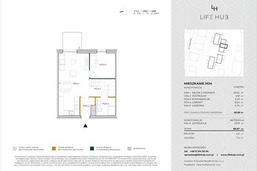 Rzut - Mieszkanie na sprzedaż 4 pokoje o powierzchni 89,57 m² - numer M-24 w Life Hub