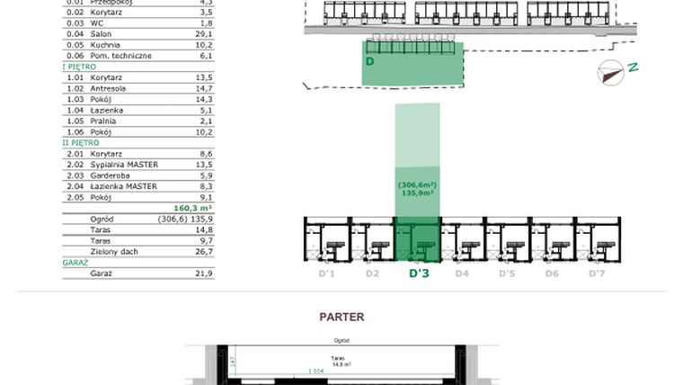 Rzut - Dom na sprzedaż 5 pokoi o powierzchni 160,3 m² - numer D.3 w Dębowe Zacisze
