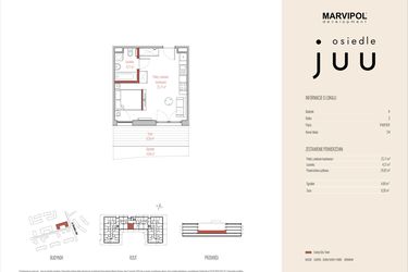 Rzut - Mieszkanie na sprzedaż 1 pokój o powierzchni 29,92 m² - numer A.M024 w Osiedle Juu