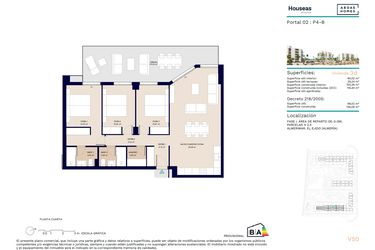 Rzut - Mieszkanie na sprzedaż 3 pokoje o powierzchni 128 m² - numer 4B w Houseas