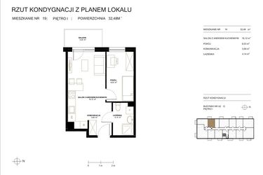 Rzut - Mieszkanie na sprzedaż 2 pokoje o powierzchni 32,48 m² - numer A2.2/19 w Altro A2/2