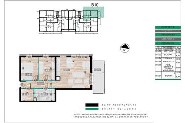 Rzut - Mieszkanie na sprzedaż 3 pokoje o powierzchni 63,11 m² - numer B10 w Lwowska 14