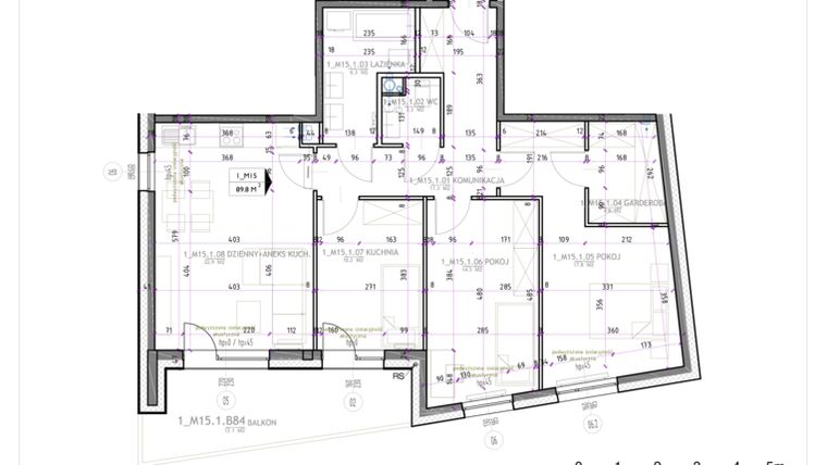 Rzut - Mieszkanie na sprzedaż 4 pokoje o powierzchni 89,42 m² - numer N-KL1-LM-15 w Park Nad Kanałem