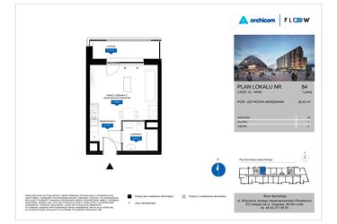 Rzut - Mieszkanie na sprzedaż 1 pokój o powierzchni 26,42 m² - numer 84 w Flow