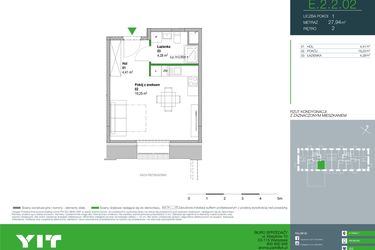 Rzut - Mieszkanie na sprzedaż 1 pokój o powierzchni 27,94 m² - numer E.2.2.02 w Aroma Park Lofty