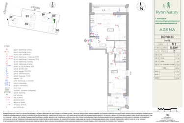 Rzut - Mieszkanie na sprzedaż 2 pokoje o powierzchni 48,8 m² - numer B5M1 w Rytm Natury