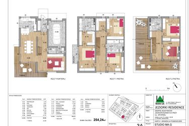 Rzut - Dom na sprzedaż 6 pokoi o powierzchni 254,24 m² - numer 3A w Jeziorki Residence