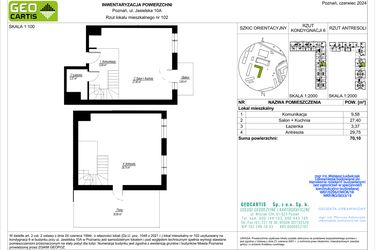 Rzut - Mieszkanie na sprzedaż 2 pokoje o powierzchni 70,1 m² - numer C102 w Jasielska 8C