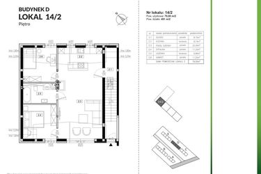 Rzut - Mieszkanie na sprzedaż 3 pokoje o powierzchni 79 m² - numer 14/2 w Szczęśliwa Polana