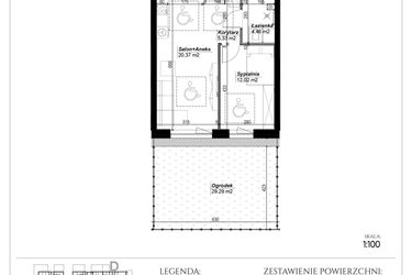 Rzut - Mieszkanie na sprzedaż 2 pokoje o powierzchni 42,18 m² - numer D.3 w Narcyzowe Wzgórza II