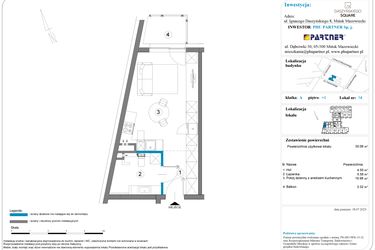 Rzut - Mieszkanie na sprzedaż 1 pokój o powierzchni 30,88 m² - numer A.1.14 w Daszyńskiego Square etap 1