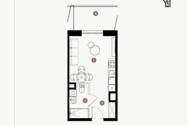 Rzut - Mieszkanie na sprzedaż 1 pokój o powierzchni 25,56 m² - numer 6.06 w WIMA APARTMENTS
