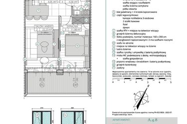 Rzut - Mieszkanie na sprzedaż 2 pokoje o powierzchni 42,84 m² - numer A.4.8 w Remedium