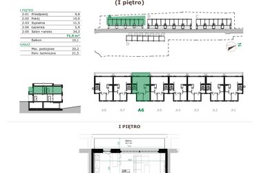 Rzut - Mieszkanie na sprzedaż 3 pokoje o powierzchni 71,5 m² - numer A.6.2 w Dębowe Zacisze