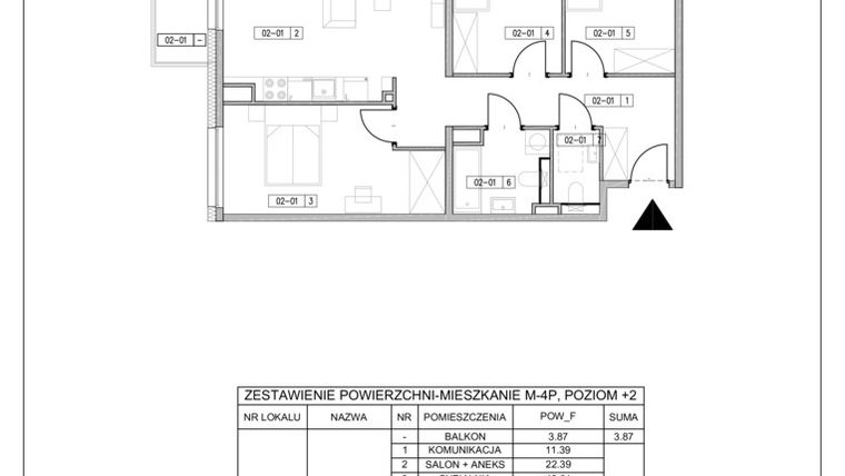 Rzut - Mieszkanie na sprzedaż 4 pokoje o powierzchni 73,34 m² - numer A2.1 w Stacja Augustów