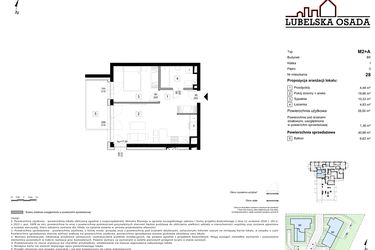 Rzut - Mieszkanie na sprzedaż 2 pokoje o powierzchni 39,5 m² - numer B5.28 w Lubelska Osada budynek B5