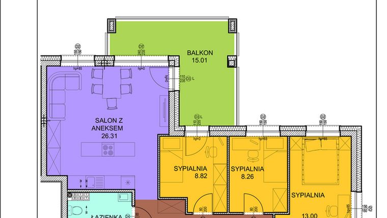 Rzut - Mieszkanie na sprzedaż 4 pokoje o powierzchni 71,3 m² - numer A12 w Osiedle Zuchów