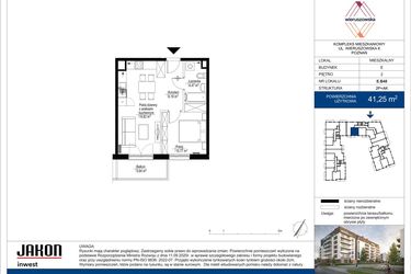 Rzut - Mieszkanie na sprzedaż 2 pokoje o powierzchni 41,25 m² - numer E.B48 w Wieruszowska E
