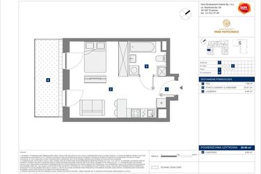Rzut - Mieszkanie na sprzedaż 1 pokój o powierzchni 29,99 m² - numer F-59 w Apartamenty Park Matecznego Etap 2