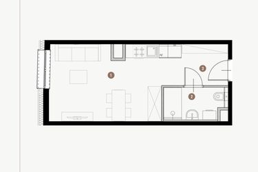Rzut - Mieszkanie na sprzedaż 1 pokój o powierzchni 26,61 m² - numer I.4.9 w Tuwima Apartments