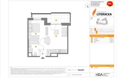 Rzut - Mieszkanie na sprzedaż 2 pokoje o powierzchni 37,09 m² - numer F.7 w Apartamenty Literacka etap 2.3