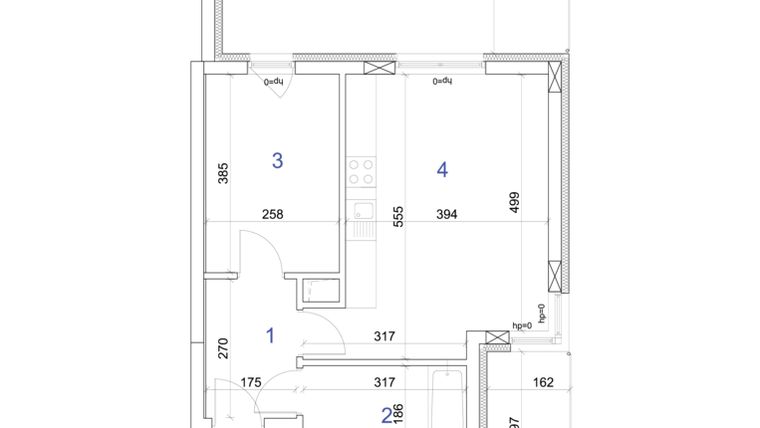 Rzut - Mieszkanie na sprzedaż 2 pokoje o powierzchni 42,03 m² - numer 6A.72 w Mierzeja Wiślana etap IV