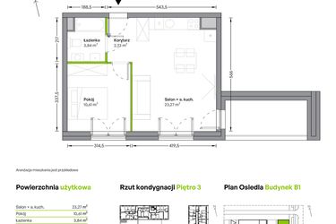 Rzut - Mieszkanie na sprzedaż 2 pokoje o powierzchni 40,45 m² - numer B.03.02.03 w WUWA Vita