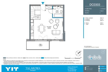 Rzut - Mieszkanie na sprzedaż 2 pokoje o powierzchni 71 m² - numer DC0303 w Talarowa Park II