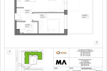 Rzut - Mieszkanie na sprzedaż 2 pokoje o powierzchni 39,38 m² - numer PT/A/0/2 w Przystanek Tarnogaj