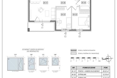 Rzut - Mieszkanie na sprzedaż 3 pokoje o powierzchni 66,61 m² - numer 4.A.54 w Urzeka bud. 4