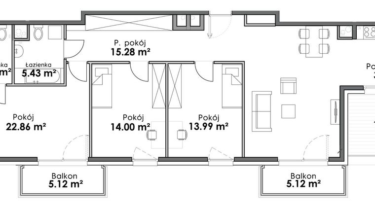 Rzut - Mieszkanie na sprzedaż 4 pokoje o powierzchni 117,72 m² - numer C2-81 w Slow City