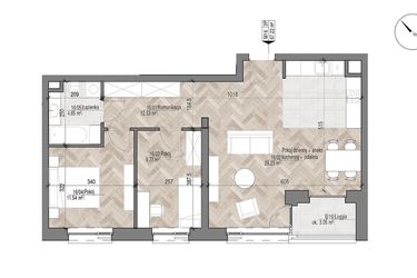 Rzut - Mieszkanie na sprzedaż 3 pokoje o powierzchni 67,22 m² - numer 16 w Apartamenty Czysta