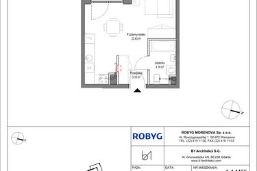 Rzut - Mieszkanie na sprzedaż 1 pokój o powierzchni 30,8 m² - numer A.1M05 w Leszczyńskich 2