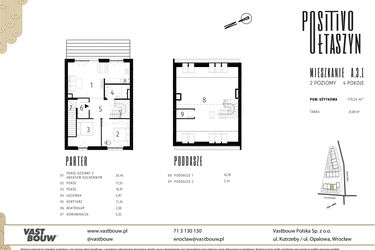 Rzut - Mieszkanie na sprzedaż 5 pokoi o powierzchni 119,24 m² - numer A.3.1 w Positivo Ołtaszyn