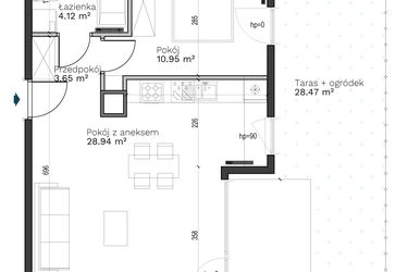Rzut - Mieszkanie na sprzedaż 2 pokoje o powierzchni 47,66 m² - numer A-5 w Destino