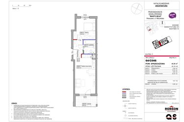 Rzut - Mieszkanie na sprzedaż 2 pokoje o powierzchni 45,39 m² - numer 16_C046 w Miasto Moje 8