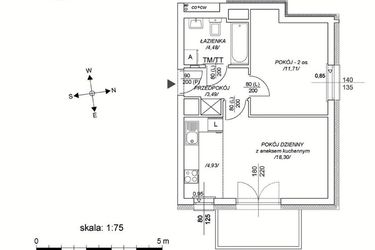 Rzut - Mieszkanie na sprzedaż 2 pokoje o powierzchni 37,98 m² - numer M50 w Osiedle Mała Dziesiąta etap II