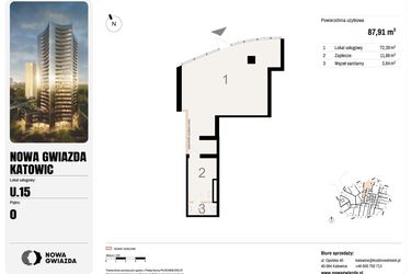 Rzut - Lokal użytkowy na sprzedaż 1 pokój o powierzchni 87,91 m² - numer U.15 w Nowa Gwiazda
