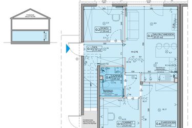 Rzut - Mieszkanie na sprzedaż 4 pokoje o powierzchni 59,85 m² - numer 45A w Domy na Witosa