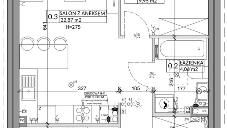 Rzut - Mieszkanie na sprzedaż 3 pokoje o powierzchni 57,39 m² - numer 91A w Osiedle Młodych etap VI