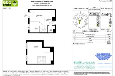 Rzut - Mieszkanie na sprzedaż 4 pokoje o powierzchni 62,4 m² - numer D166 w Jasielska 8C