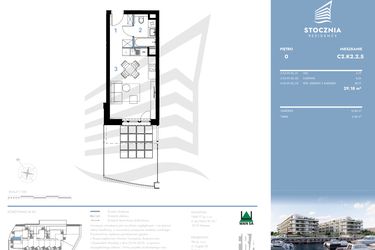 Rzut - Mieszkanie na sprzedaż 1 pokój o powierzchni 29,18 m² - numer C2.K2.2.5 w Stocznia Residence