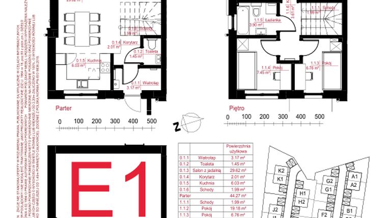 Rzut - Dom na sprzedaż 4 pokoje o powierzchni 134,7 m² - numer E1 w Gostyńska Invest