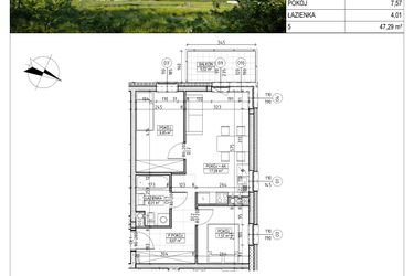 Rzut - Mieszkanie na sprzedaż 3 pokoje o powierzchni 47,29 m² - numer C5.01.09 w Osiedle Panorama Wiślana Etap IV - budynek C5