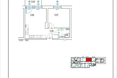 Rzut - Mieszkanie na sprzedaż 2 pokoje o powierzchni 40,66 m² - numer 22 w Kamienica 62