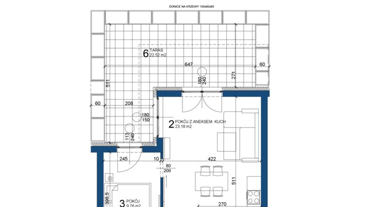 Rzut - Mieszkanie na sprzedaż 2 pokoje o powierzchni 44,47 m² - numer 84 w Bursztynowy Dom