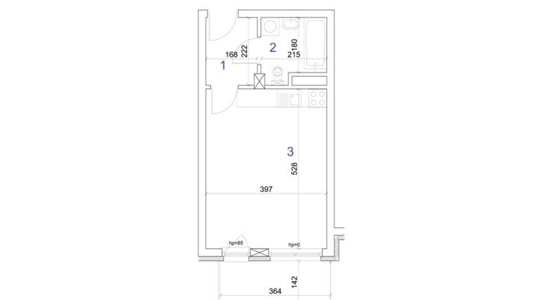 Rzut - Mieszkanie na sprzedaż 1 pokój o powierzchni 28,74 m² - numer 6.35 w Mierzeja Wiślana etap IV